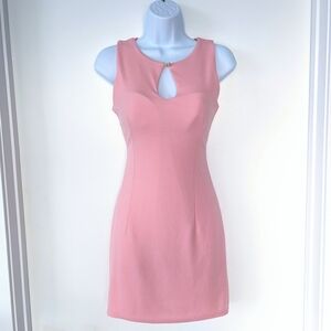 SHEIN Pink Keyhole Sleeveless Mini Dress